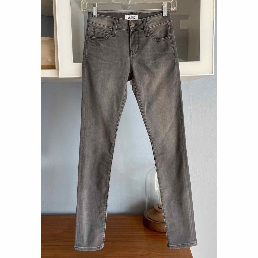 A.N.D. A New Denim Brand Mid Rise Ankle Skinny Jeans Grey